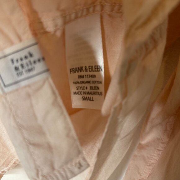 Frank & Eileen Womens Woven Button-Up Shirt S Peach100% Organic Cotton NWT Top - Picture 5 of 7